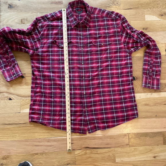 Mens ROPER Pearl Snap Red Black Plaid Long Sleeve Shirt sz 2XL - Picture 7 of 8